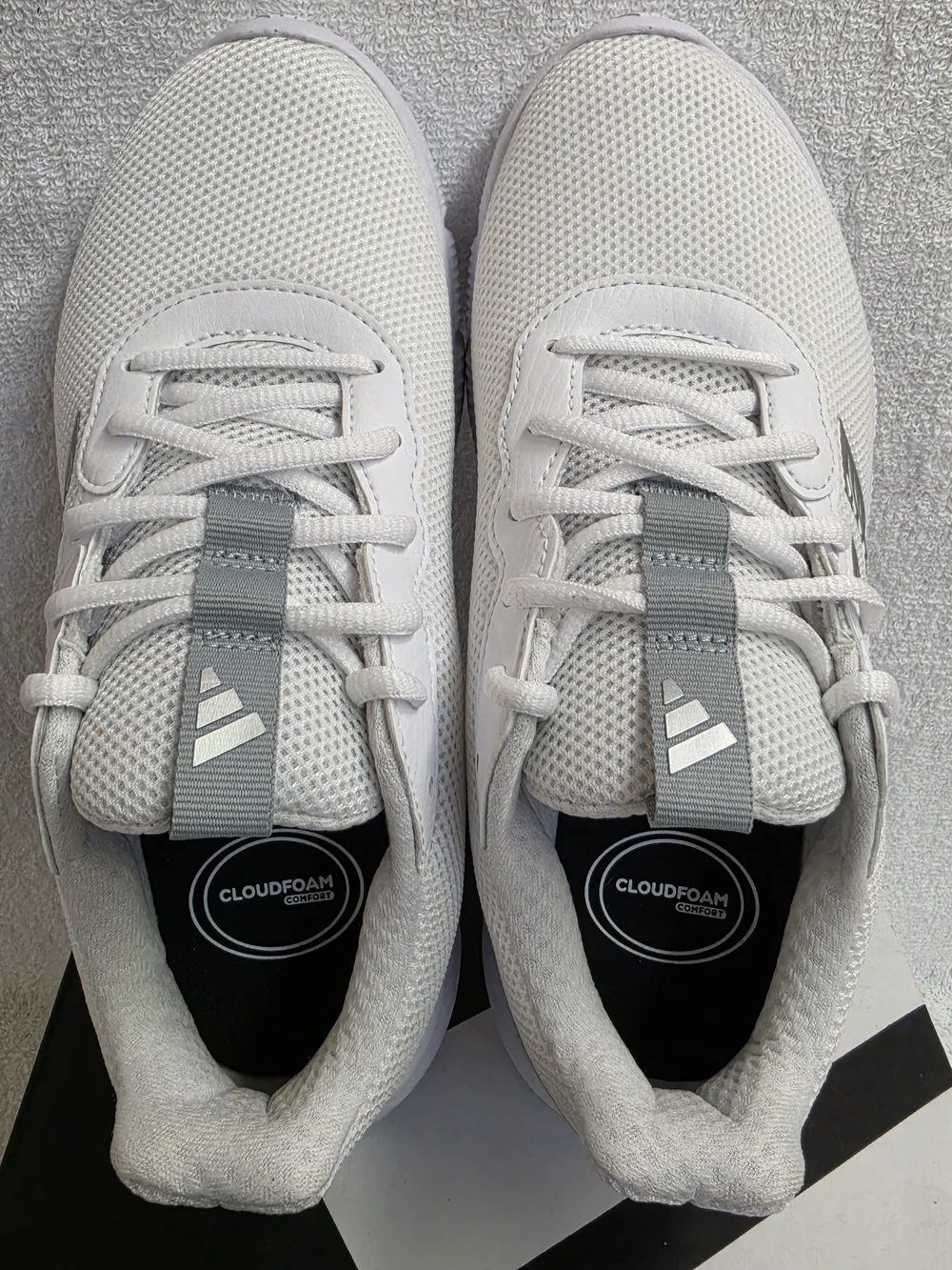 Adidas Cloudfoam Flex Laces Women's Size 6 White Silver Walking Shoes JS4891 NIB